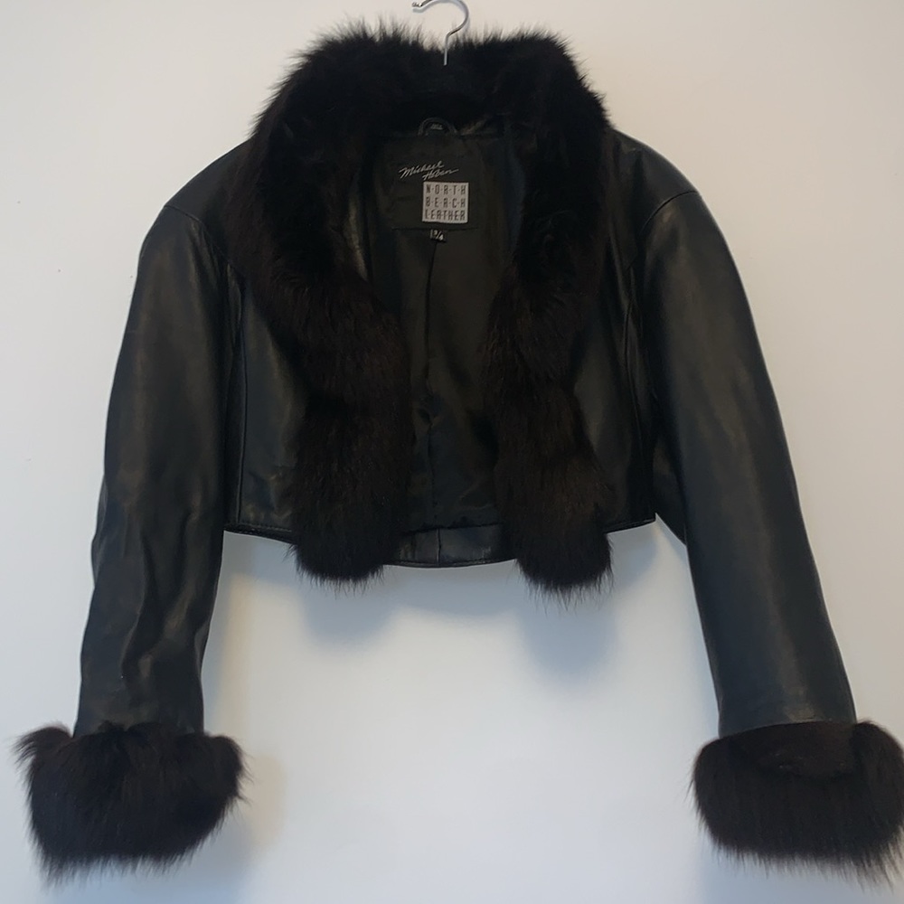 North beach leather jacket with fur